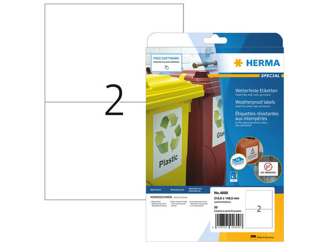 ETIKET HERMA 4600 210X148MM A4 POLYESTER WIT 1