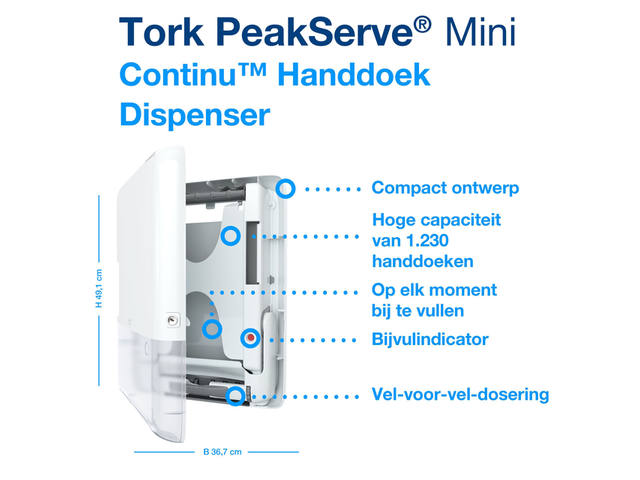 Handdoekdispenser Tork PeakServe mini wit 552550 3