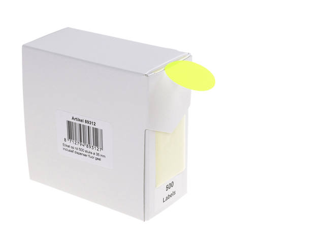 Etiket Rillprint 35mm 500st op rol fluor geel 2