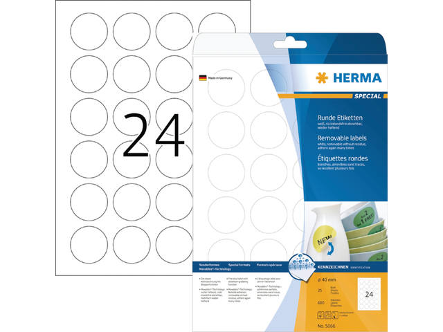 ETIKET HERMA 5066 SPECIAL ROND 40MM MOVABLE 600ST 1